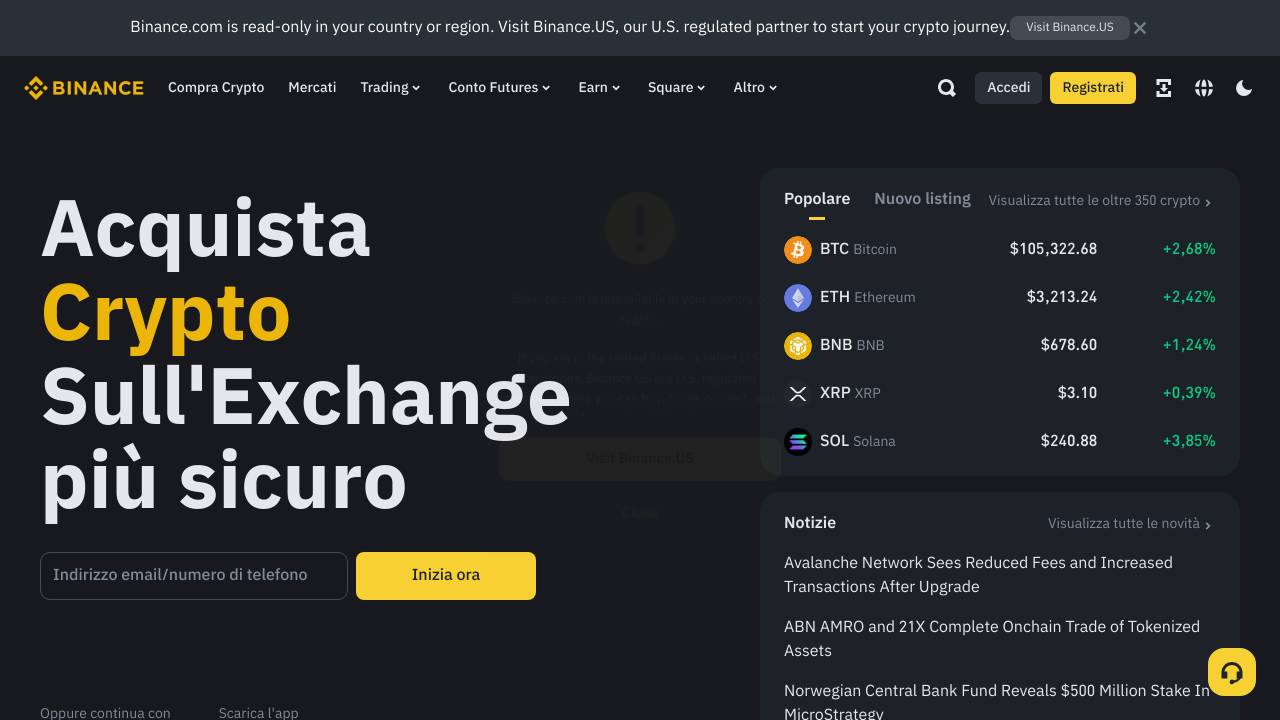Homepage Binance