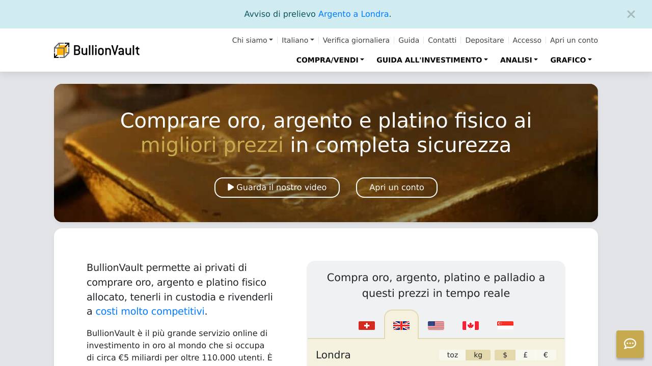 Homepage BullionVault