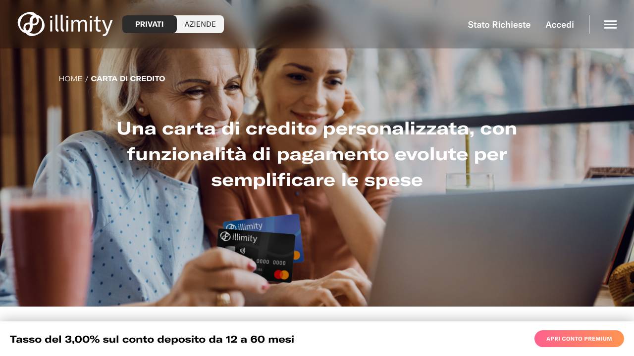 Homepage Carta di Credito illimity Bank