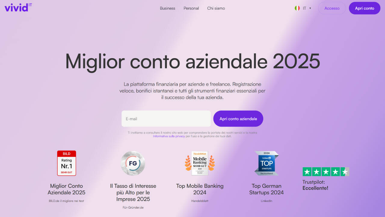Homepage Carta Vivid Money Business