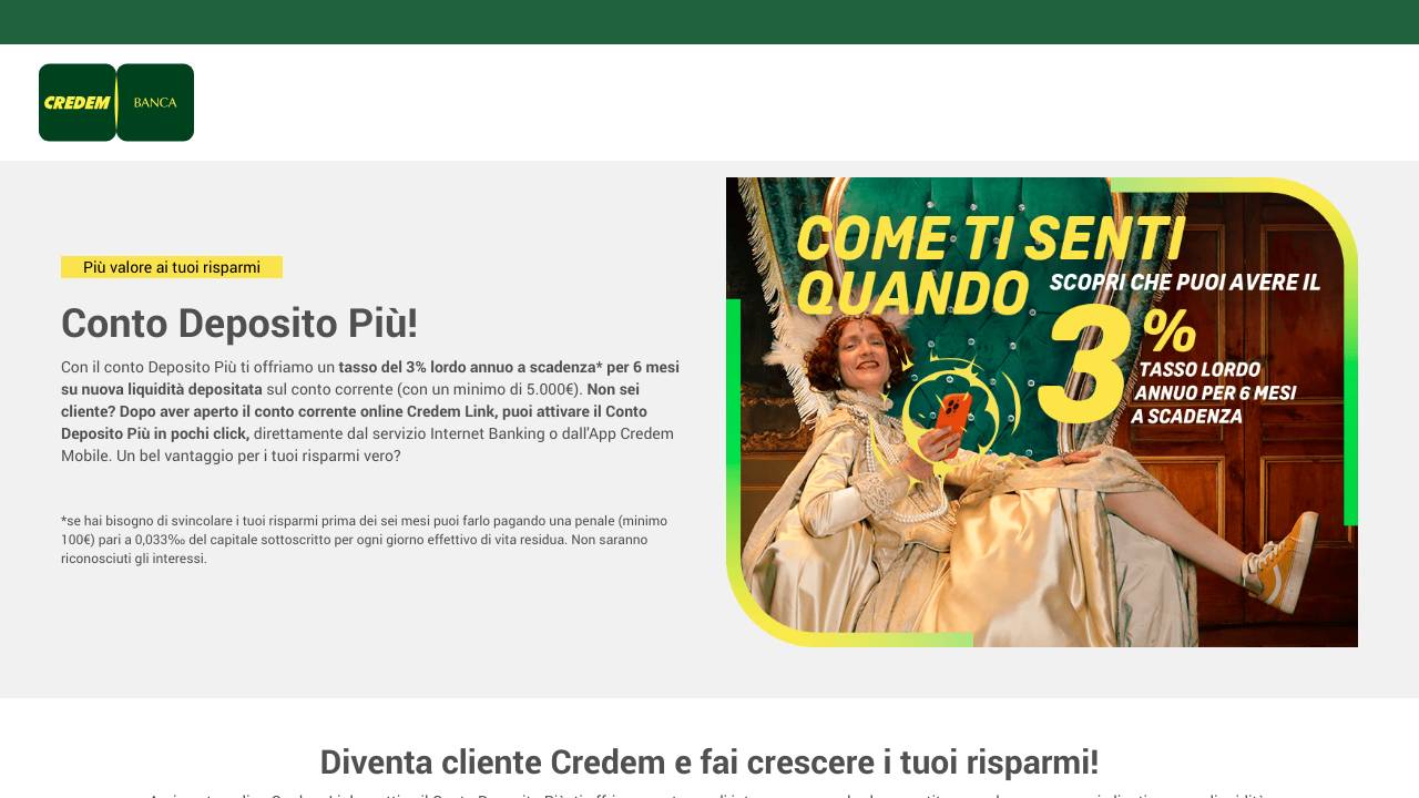 Homepage Conto Deposito Credem