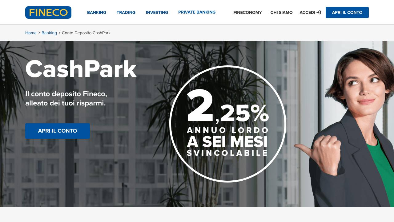 Homepage Conto deposito Fineco
