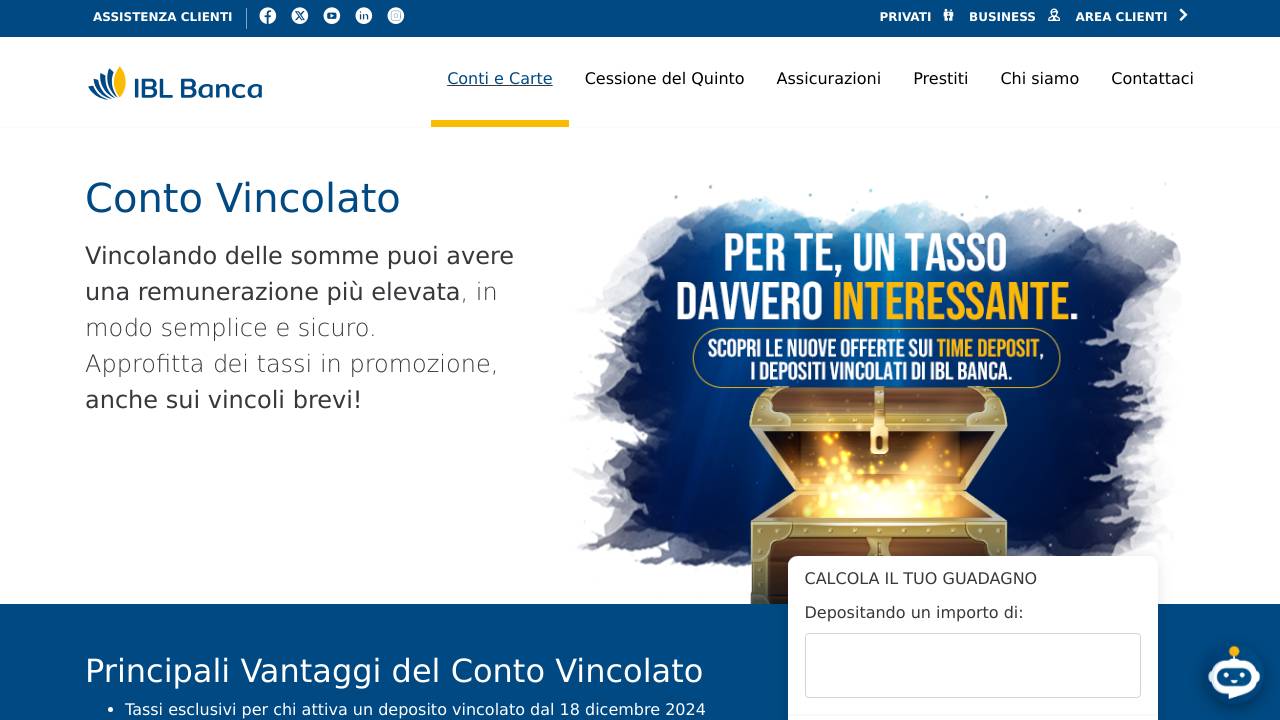 Homepage Conto Deposito IBL