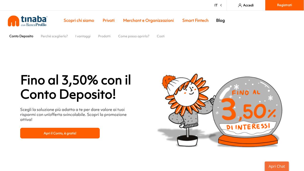 Homepage Conto Deposito Tinaba