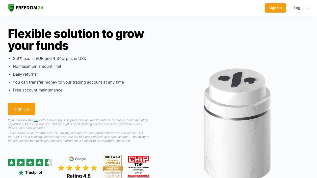 Homepage Conto remunerato Freedom24