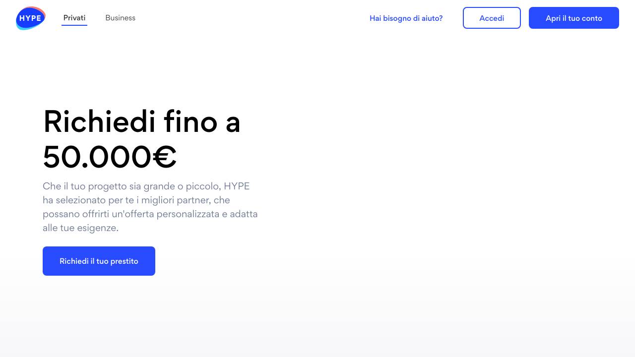 Homepage Prestito HYPE