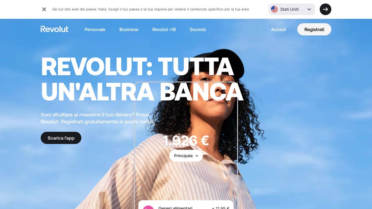 Homepage Revolut Standard