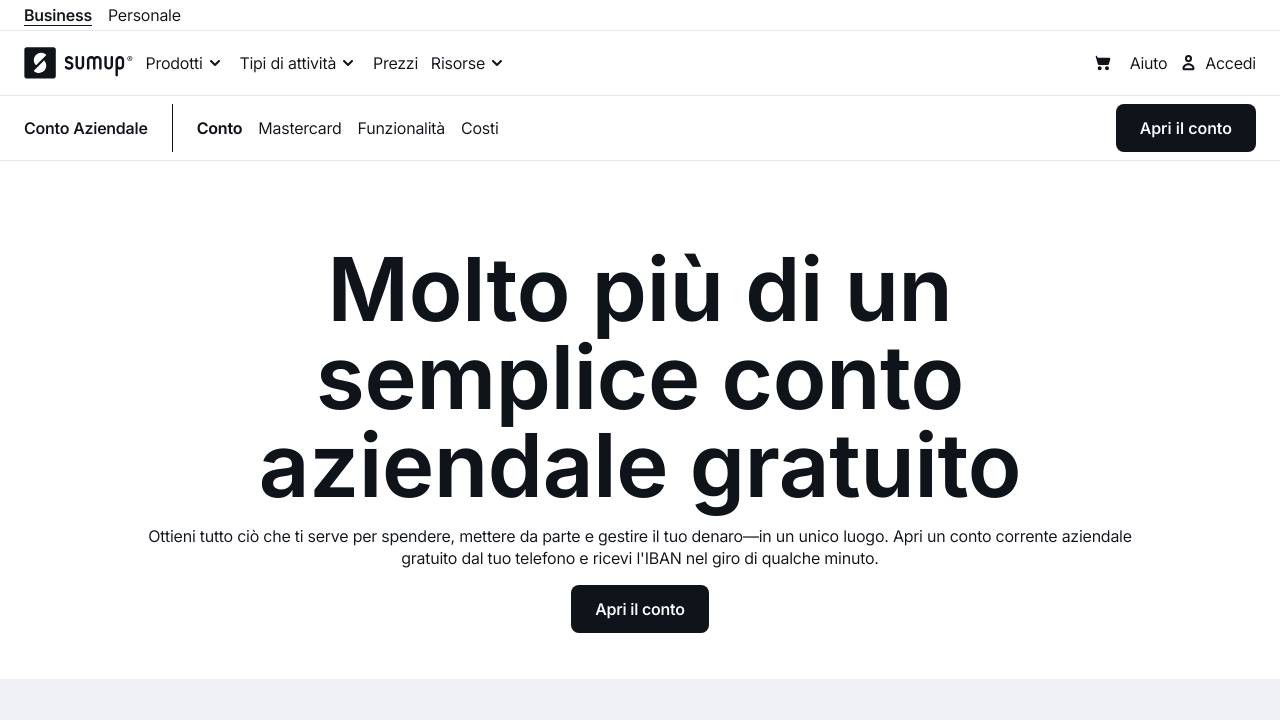 Homepage SumUp Conto Business