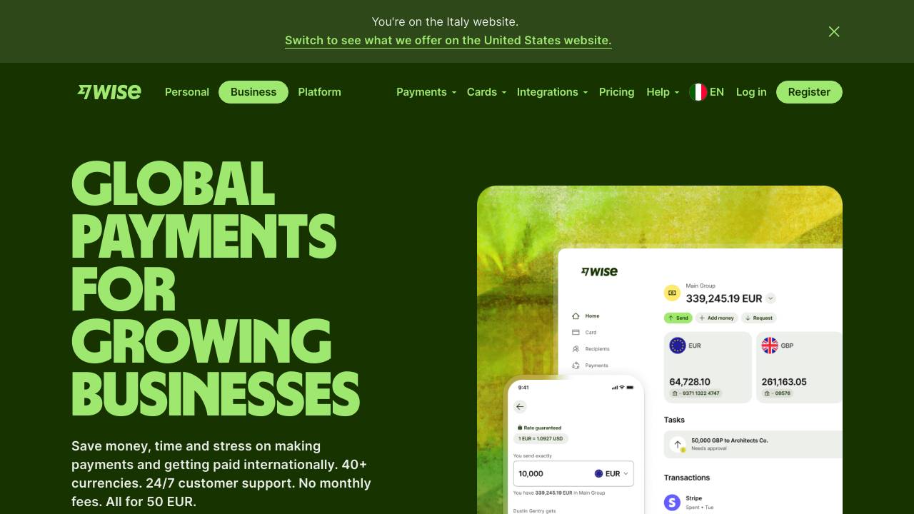 Homepage Wise Business