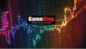 Logo GameStop su grafico di trading online