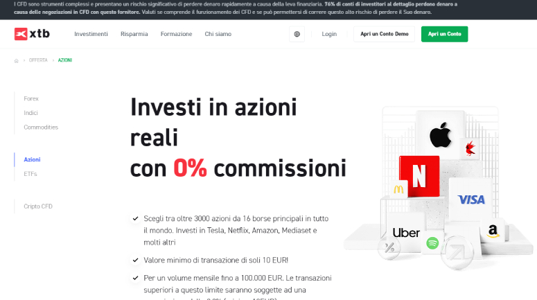 Investi in azioni con XTB