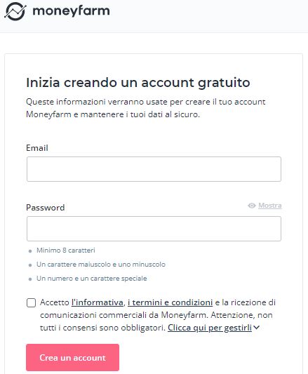 Moneyfarm registrazione
