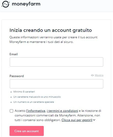 Moneyfarm registrazione