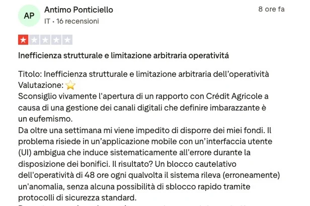 Nowbanking recensione 1 negativa