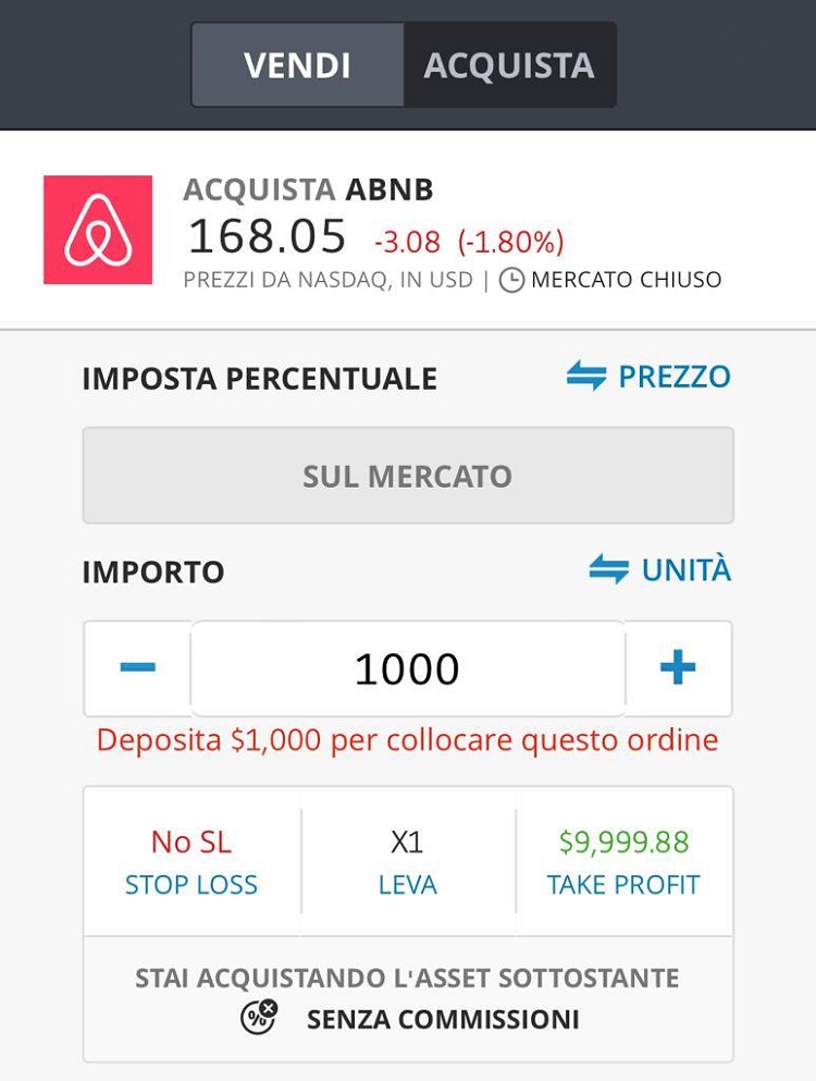 comprare azioni airbnb