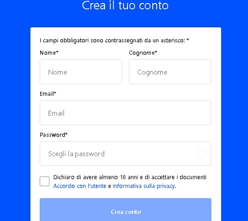 registrazione coinbase