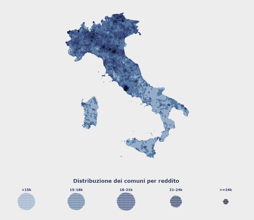 distribuzione ricchezza italia regioni