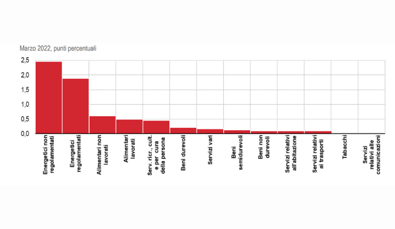 Grafico inflazione in base ai beni