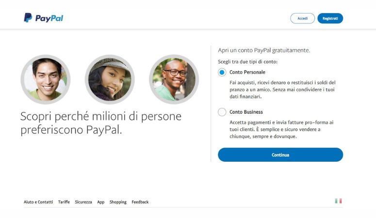 Come aprire il conto PayPal