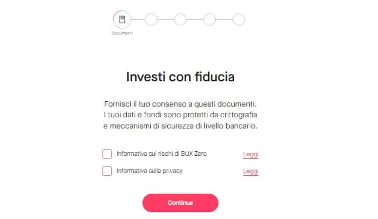 BUX registrazione