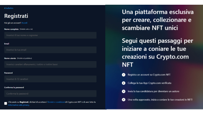 Registrazione piattaforma