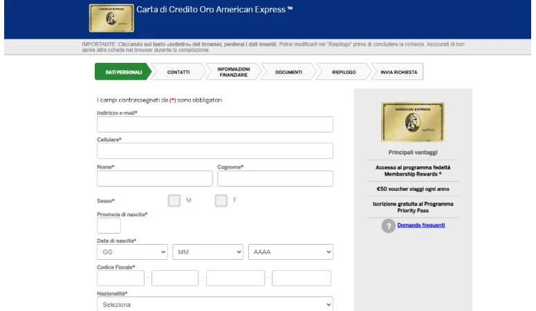 Come richiedere le carte American Express