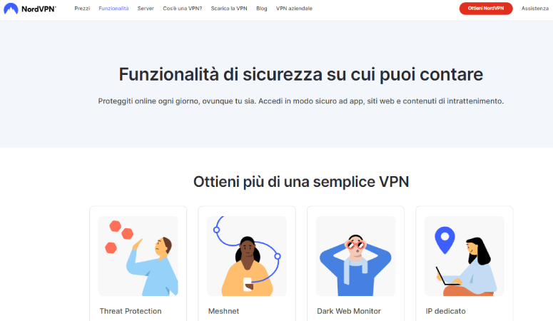 Funzionalità NordVPN