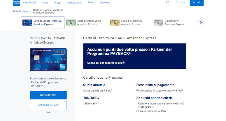 Carta di Credito American Express PAYBACK