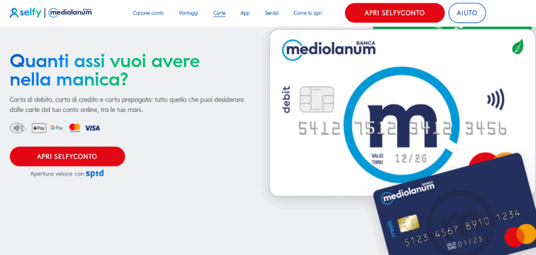 carta di credito selfy mediolanum