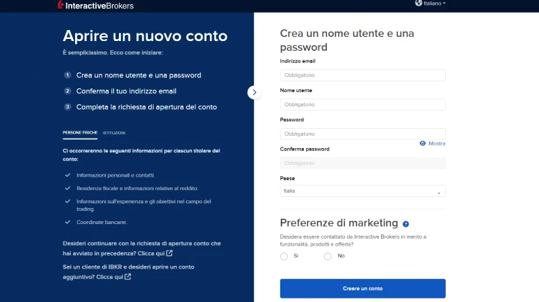Apertura conto Interactive Brokers