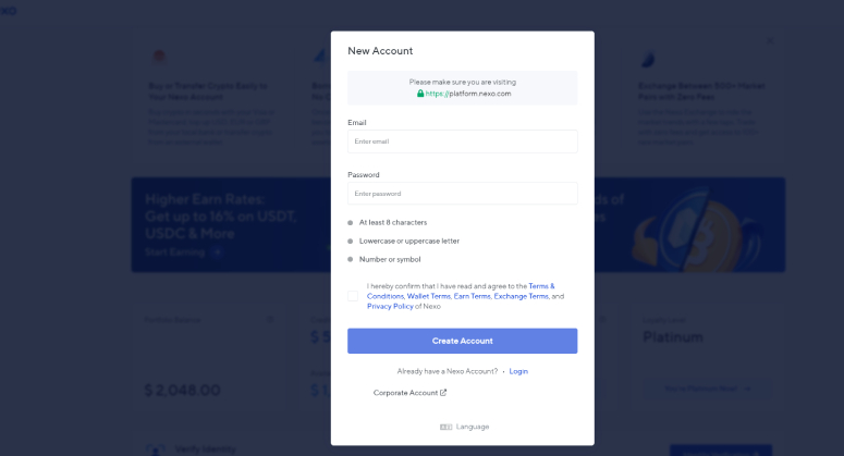 Login Nexo