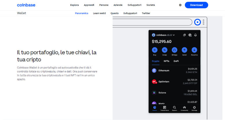 Cosa puoi fare con Coinbase Wallet