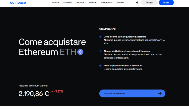 Acquistare Ethereum con Coinbase