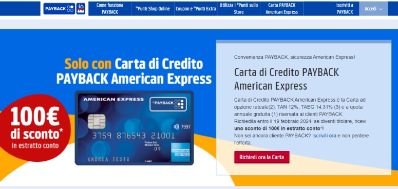 Carta di Credito PAYBACK American Express