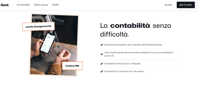 Contabilità semplificata con conto Blank