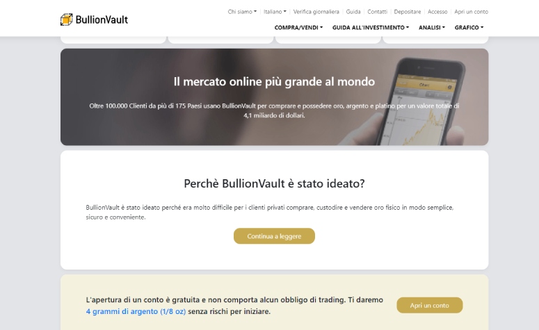 Piattaforma BullionVault