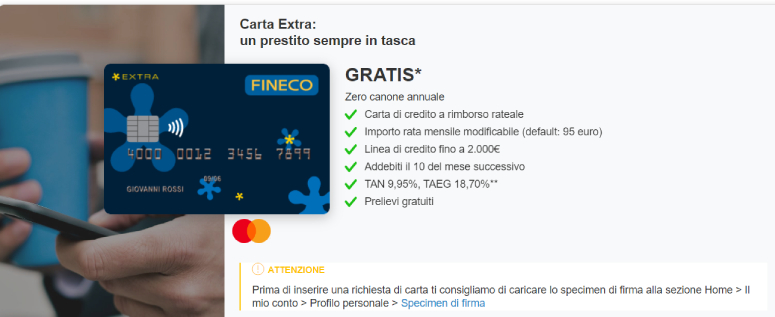 Carta Fineco Extra condizioni