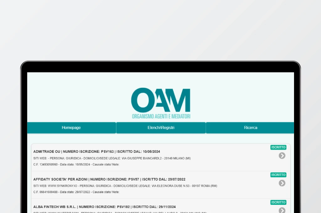 registro exchange iscritti oam