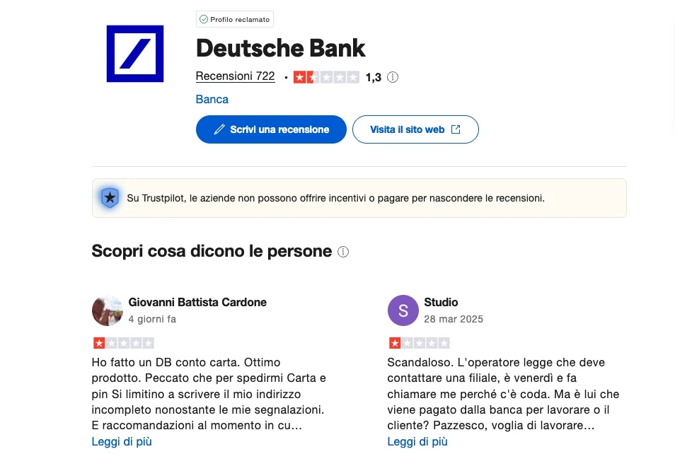 Recensioni negative