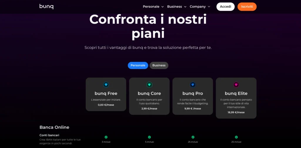 Conti personali Bunq