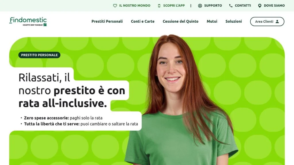 Schermata del sito di Conto deposito Findomestic