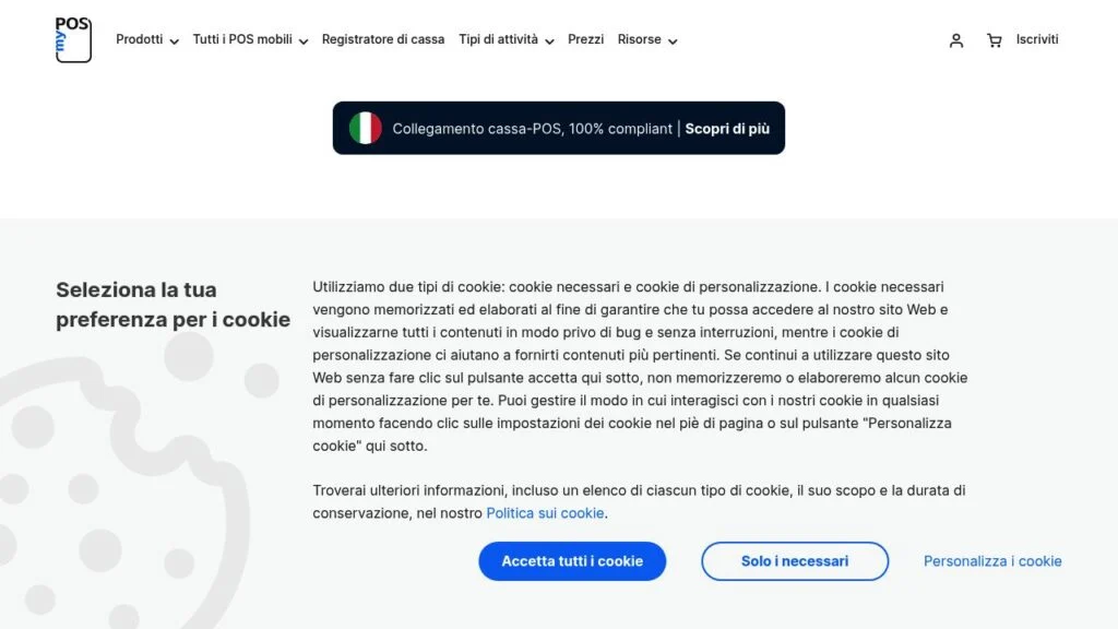 Schermata del sito di MyPOS Go Combo