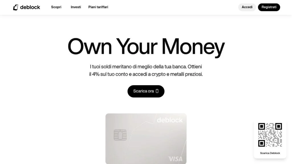Schermata del sito di Carta Deblock
