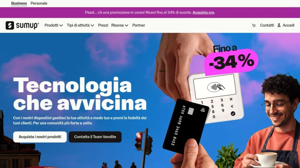 Schermata del sito di Carta SumUp