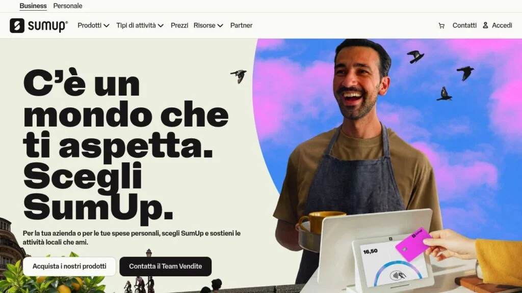 Schermata del sito di Conto personale SumUp