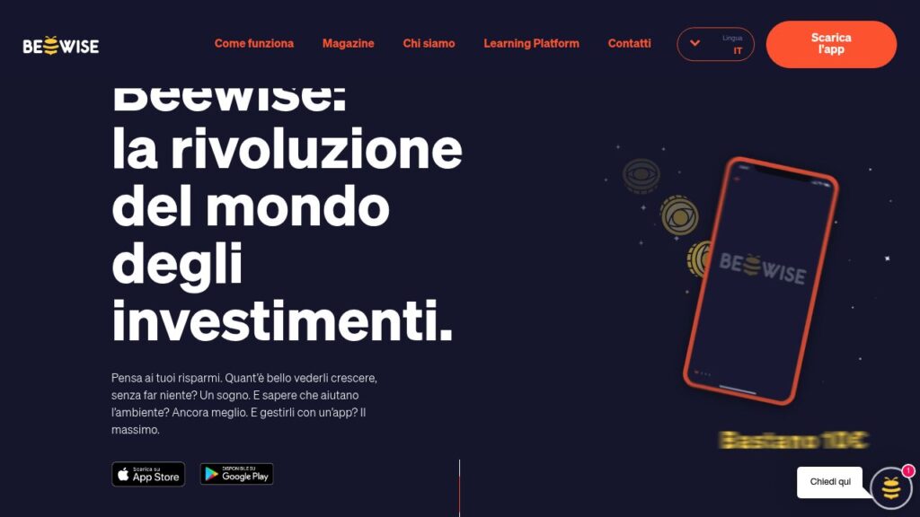 Schermata del sito di Beewise