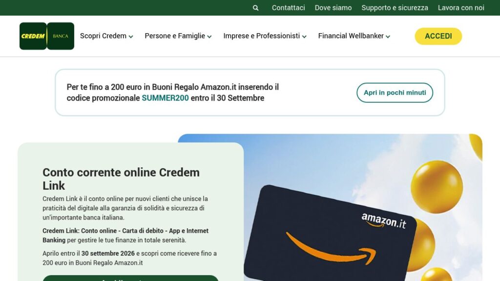 Schermata del sito di Credem Link