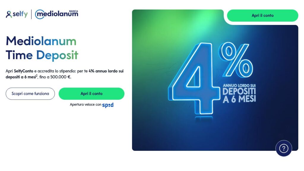 Schermata del sito di Conto Deposito SelfyConto