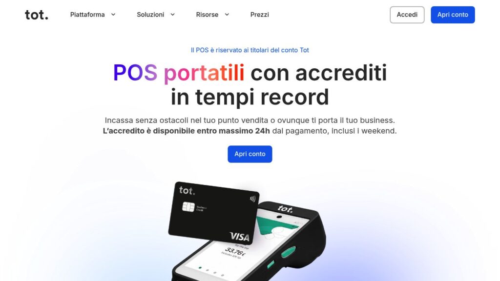 Schermata del sito di POS Tot