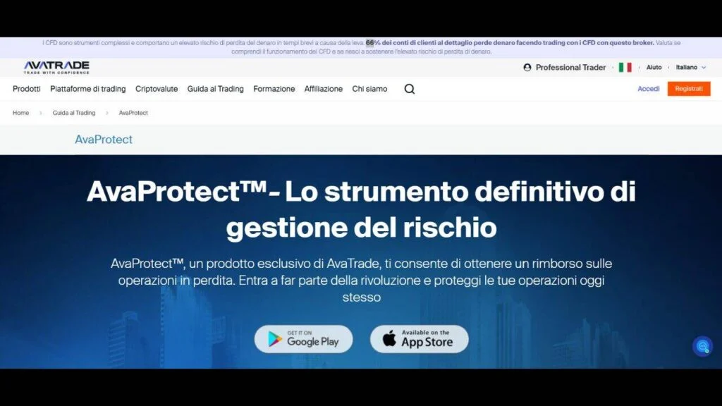 Schermata del sito di AvaProtect